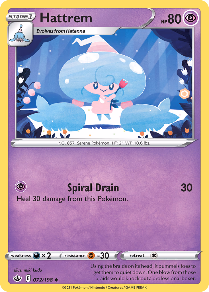Hattrem Pokemon card (072/198, Chilling Reign)