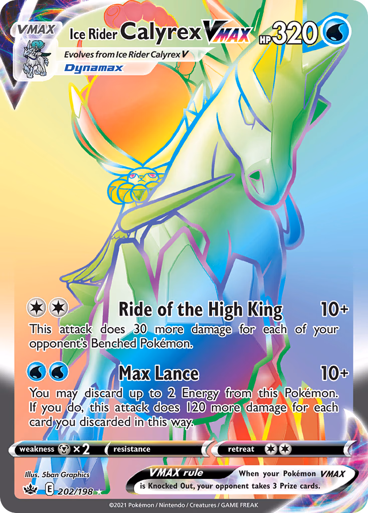 Ice Rider Calyrex VMAX Pokemon card (202/198, Chilling Reign)