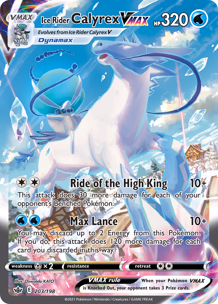 Ice Rider Calyrex VMAX Pokemon card (203/198, Chilling Reign)