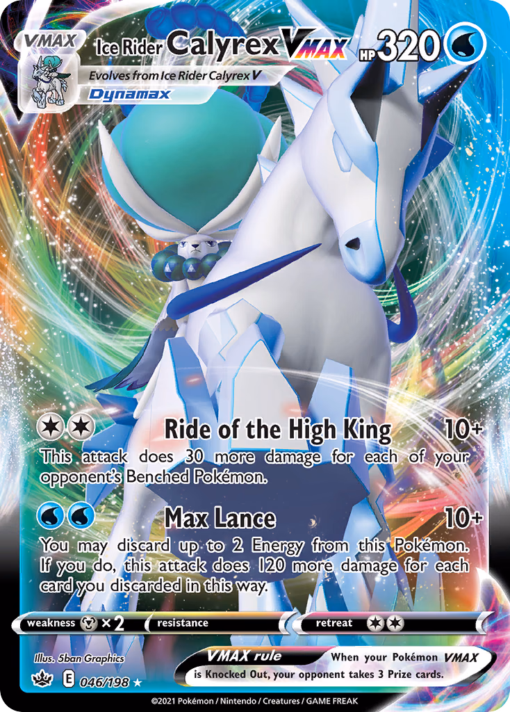 Ice Rider Calyrex VMAX Pokemon card (046/198, Chilling Reign)