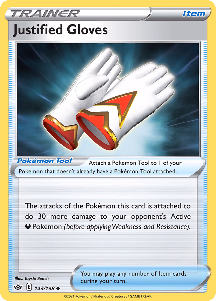 Justified Gloves Pokemon card (143/198, Chilling Reign)
