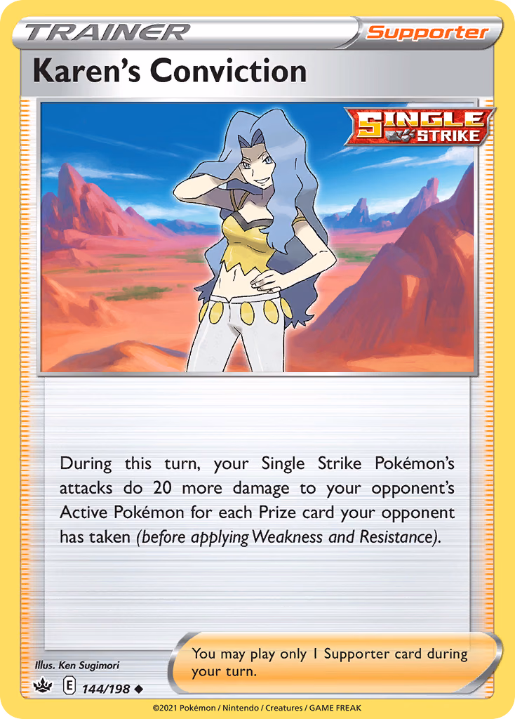 Karen's Conviction Pokemon card (144/198, Chilling Reign)
