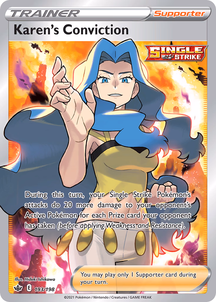 Karen's Conviction Pokemon card (193/198, Chilling Reign)