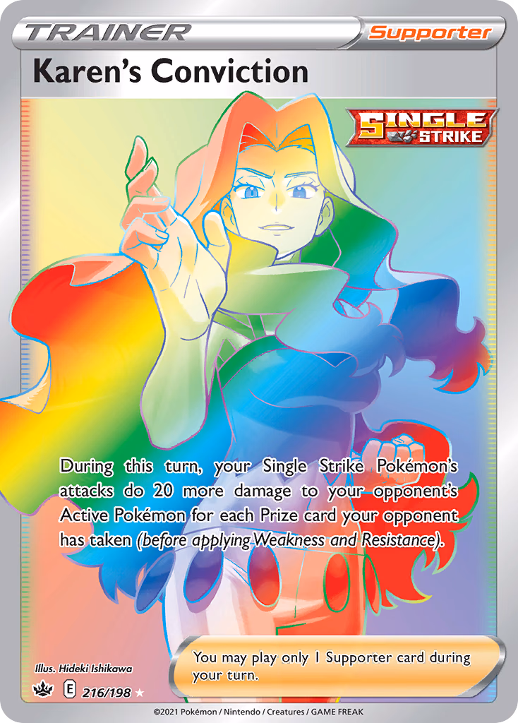 Karen's Conviction Pokemon card (216/198, Chilling Reign)