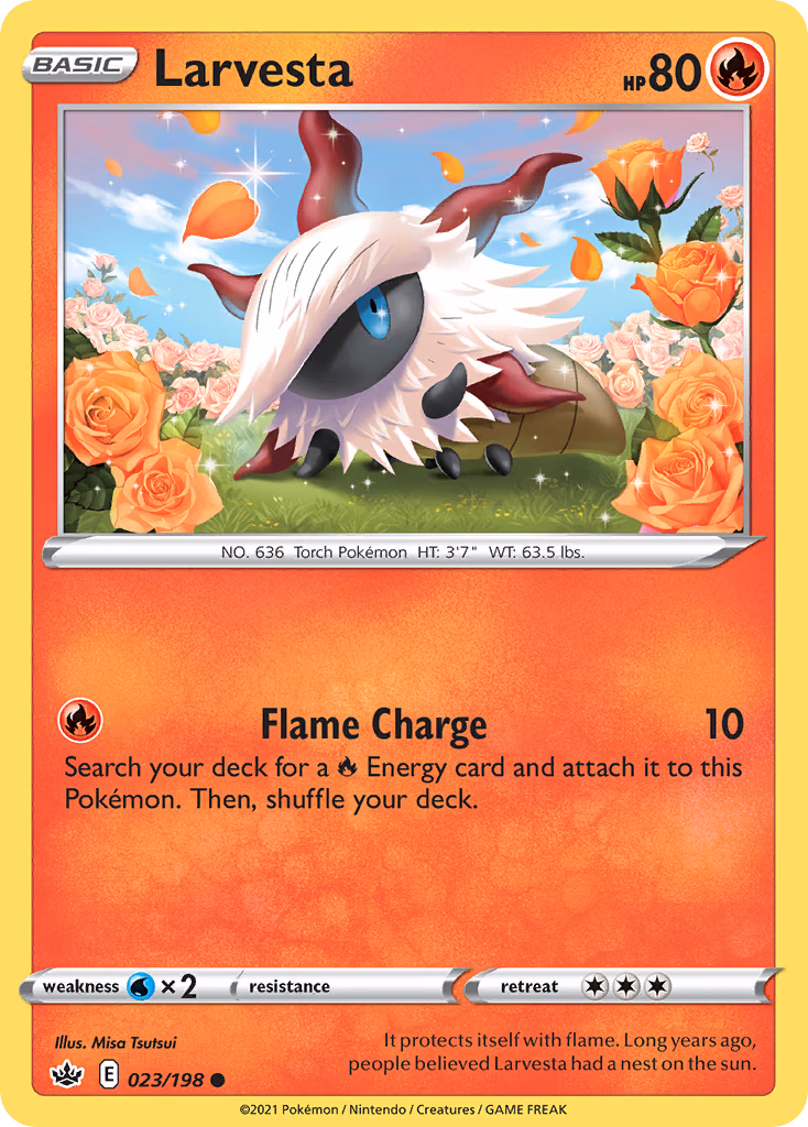 Larvesta Pokemon card (023/198, Chilling Reign)