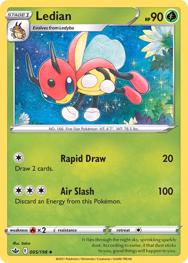 Ledian Pokemon card (005/198, Chilling Reign)