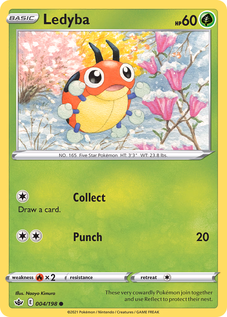 Ledyba Pokemon card (004/198, Chilling Reign)