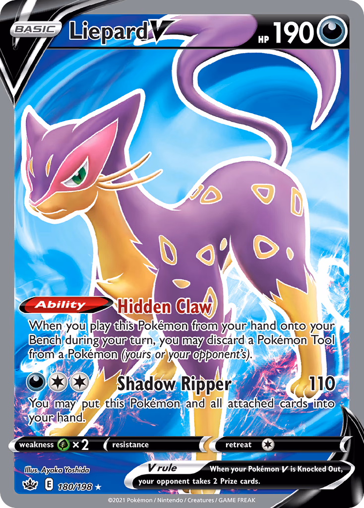 Liepard V Pokemon card (180/198, Chilling Reign)
