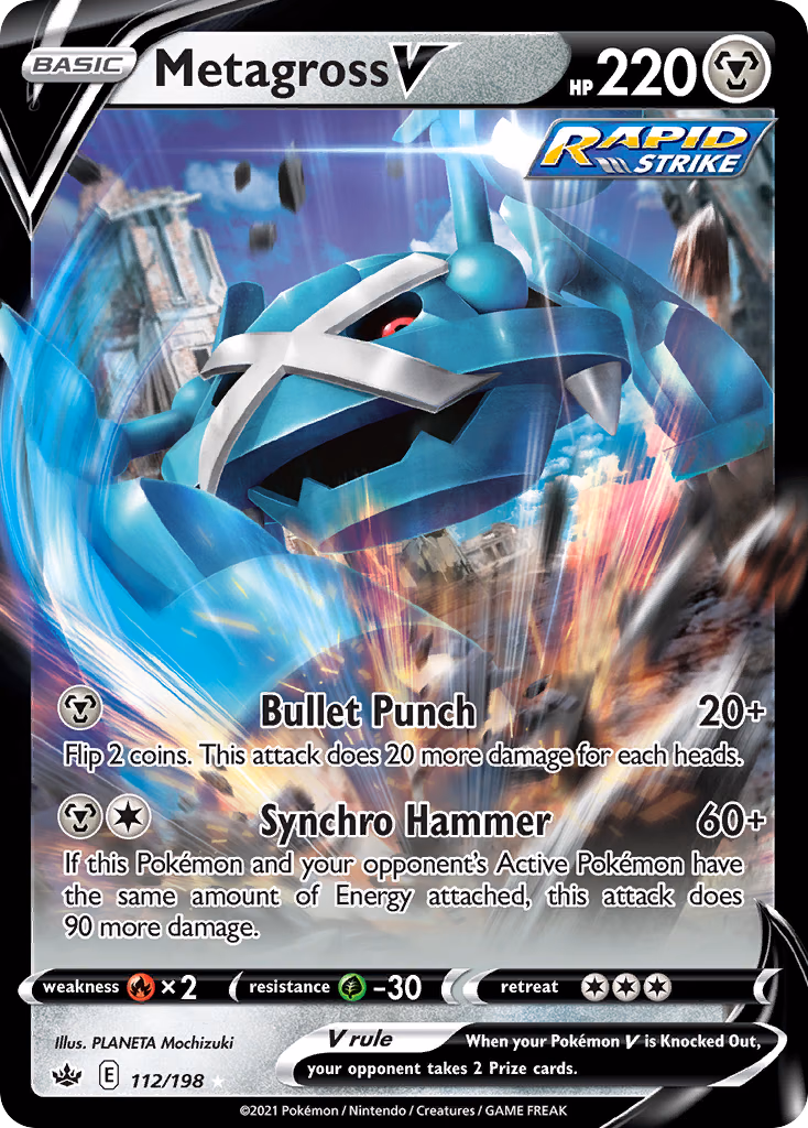 Metagross V Pokemon card (112/198, Chilling Reign)