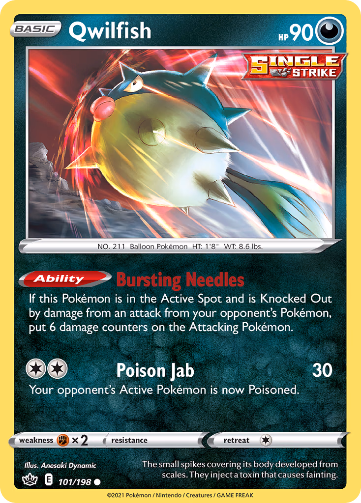 Qwilfish Pokemon card (101/198, Chilling Reign)