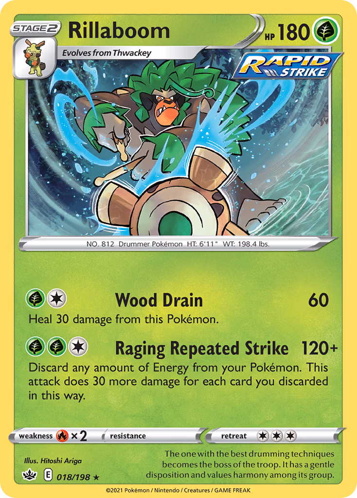 Rillaboom Pokemon card (018/198, Chilling Reign)