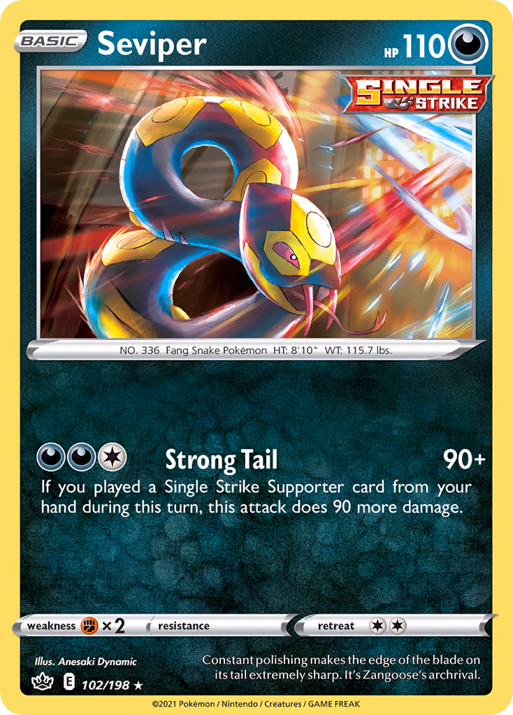 Seviper Pokemon card (102/198, Chilling Reign)