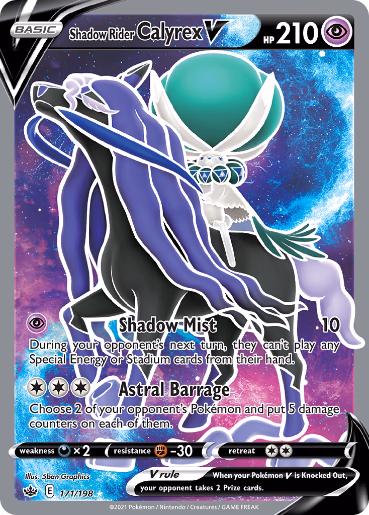 Shadow Rider Calyrex V Pokemon card (171/198, Chilling Reign)