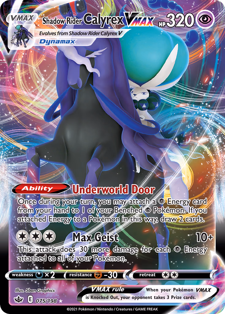 Shadow Rider Calyrex VMAX Pokemon card (075/198, Chilling Reign)
