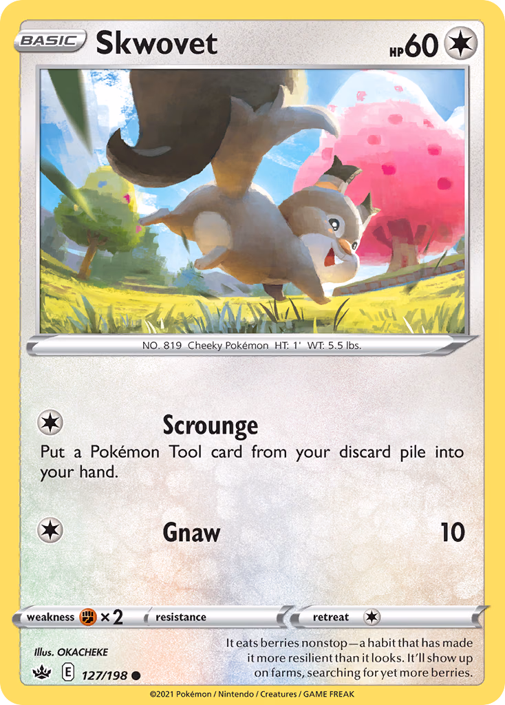 Skwovet Pokemon card (127/198, Chilling Reign)