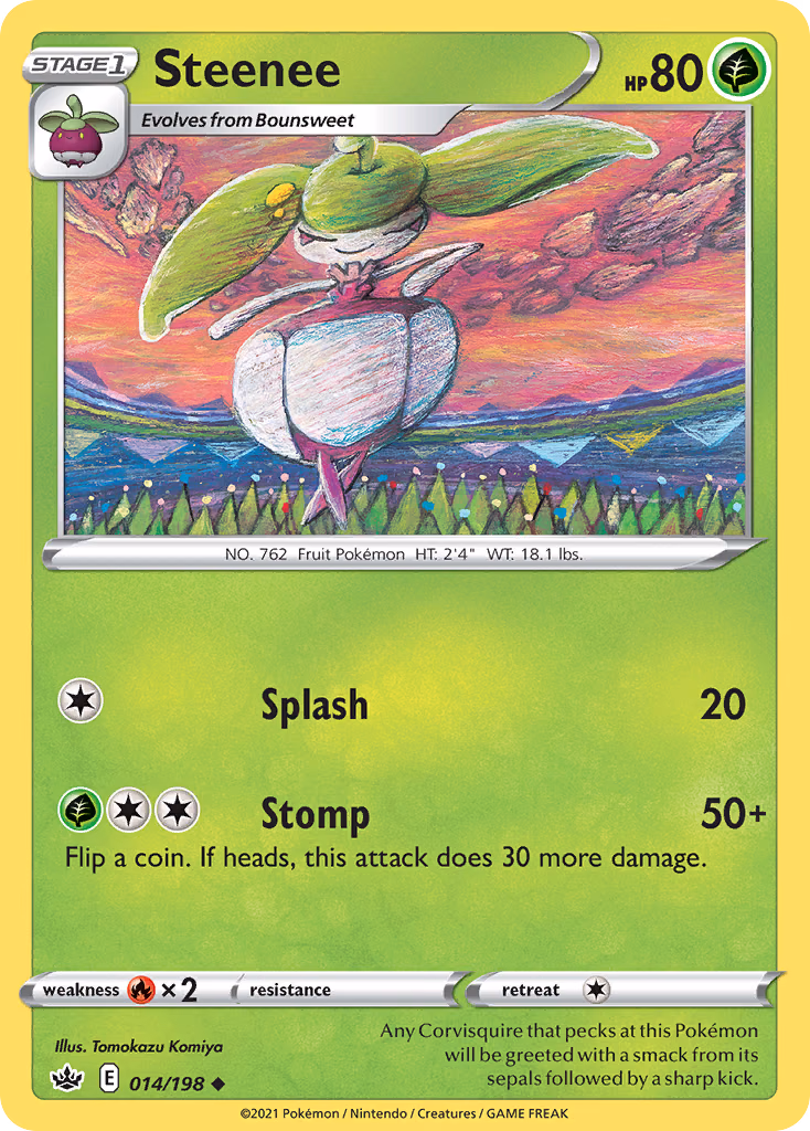 Steenee Pokemon card (014/198, Chilling Reign)