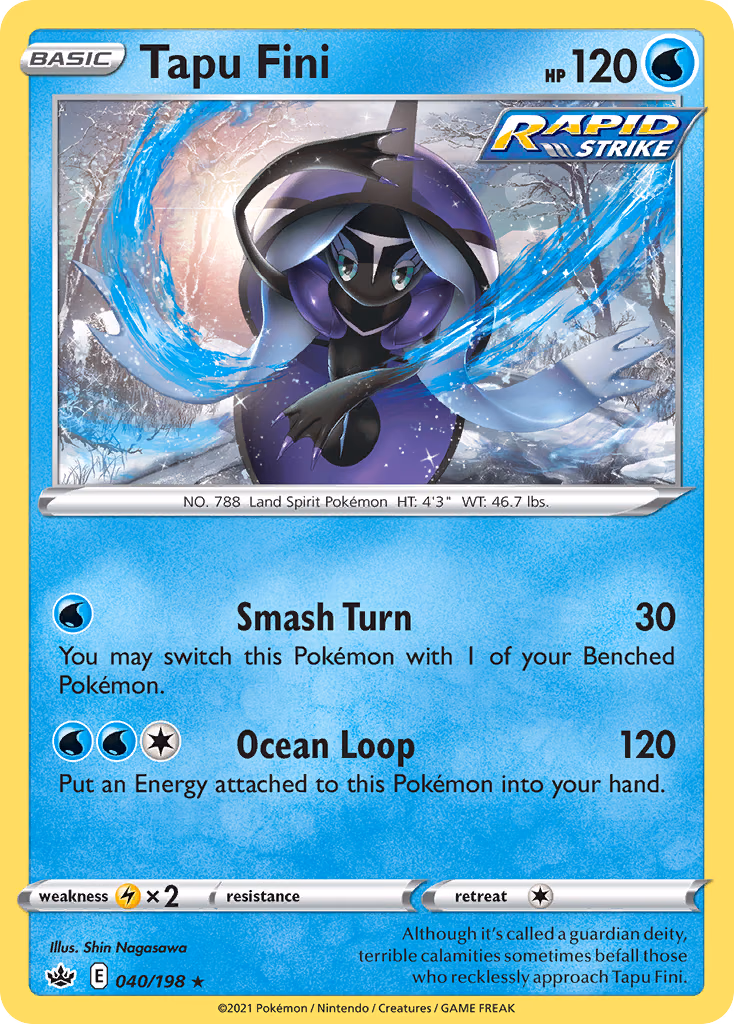 Tapu Fini Pokemon card (040/198, Chilling Reign)