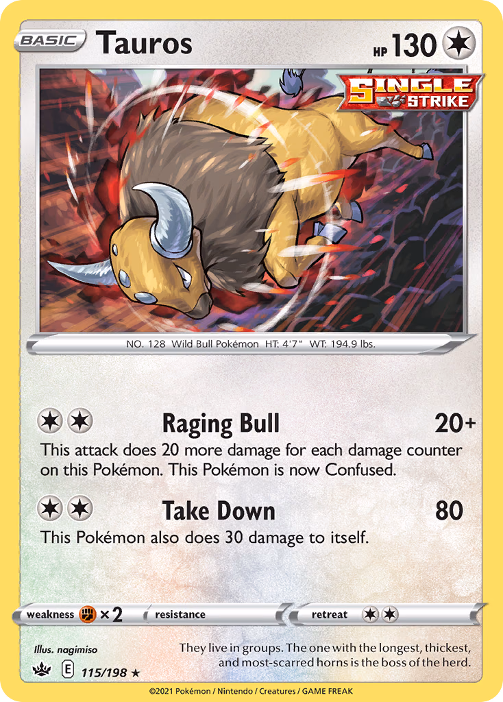 Tauros Pokemon card (115/198, Chilling Reign)