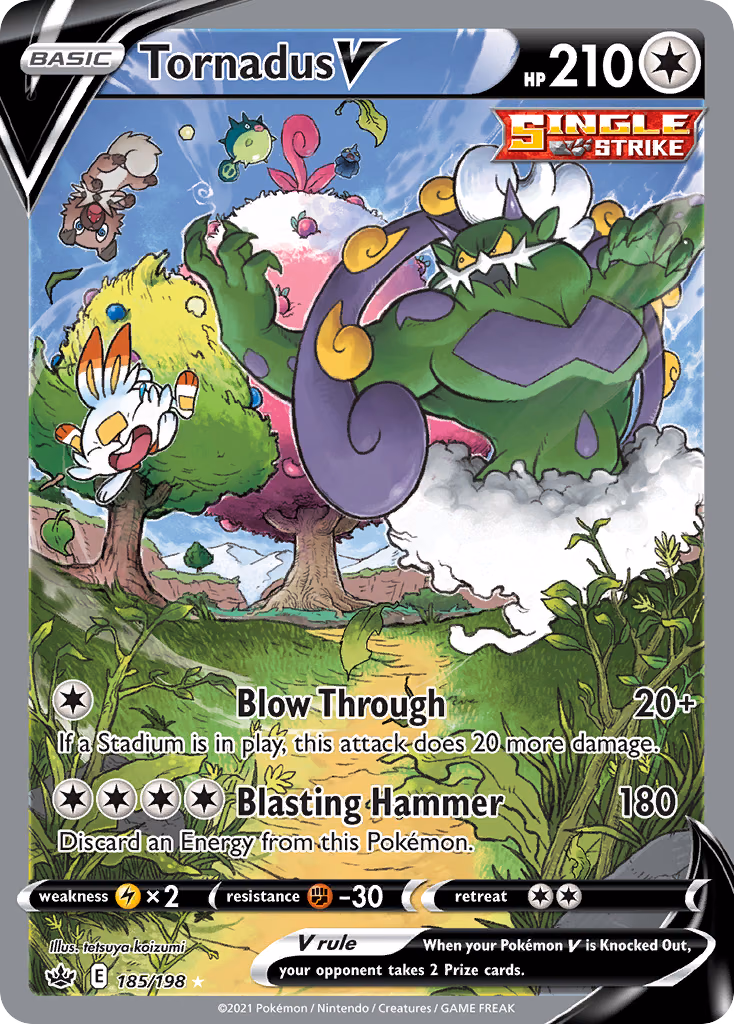 Tornadus V Pokemon card (185/198, Chilling Reign)