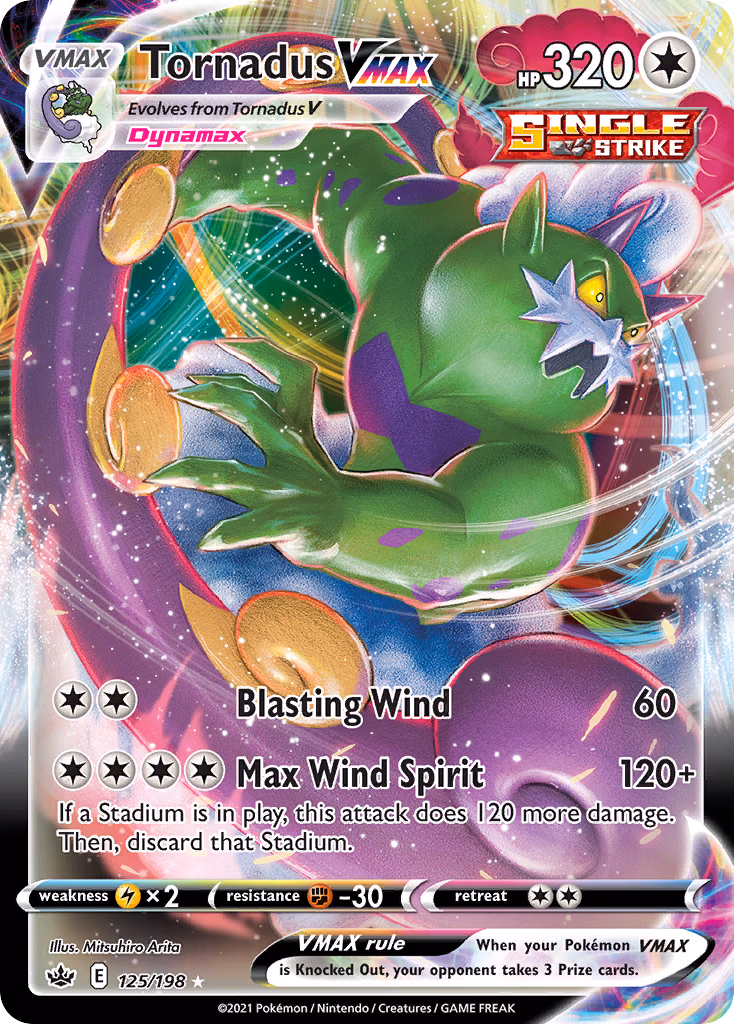 Tornadus VMAX Pokemon card (125/198, Chilling Reign)