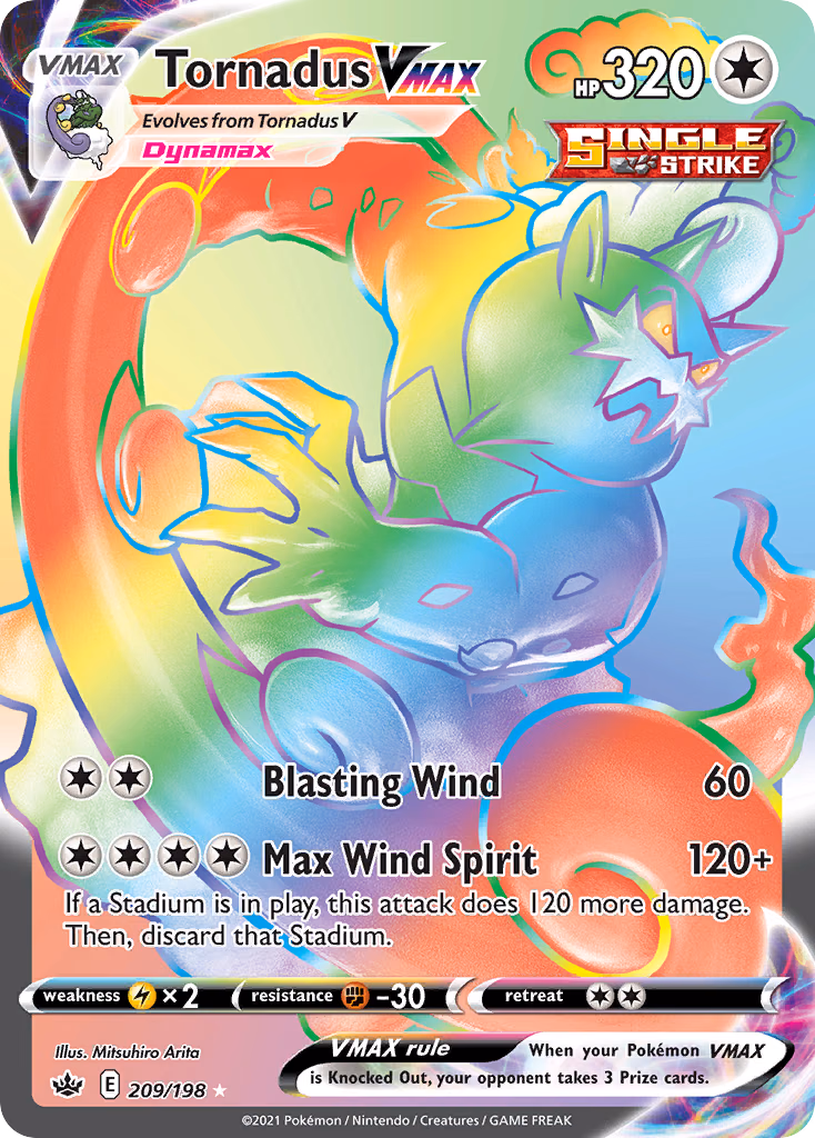 Tornadus VMAX Pokemon card (209/198, Chilling Reign)