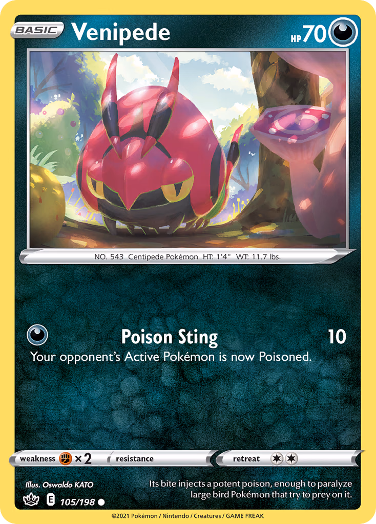 Venipede Pokemon card (105/198, Chilling Reign)