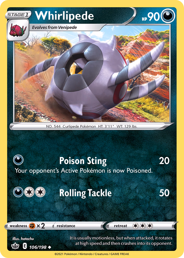 Whirlipede Pokemon card (106/198, Chilling Reign)