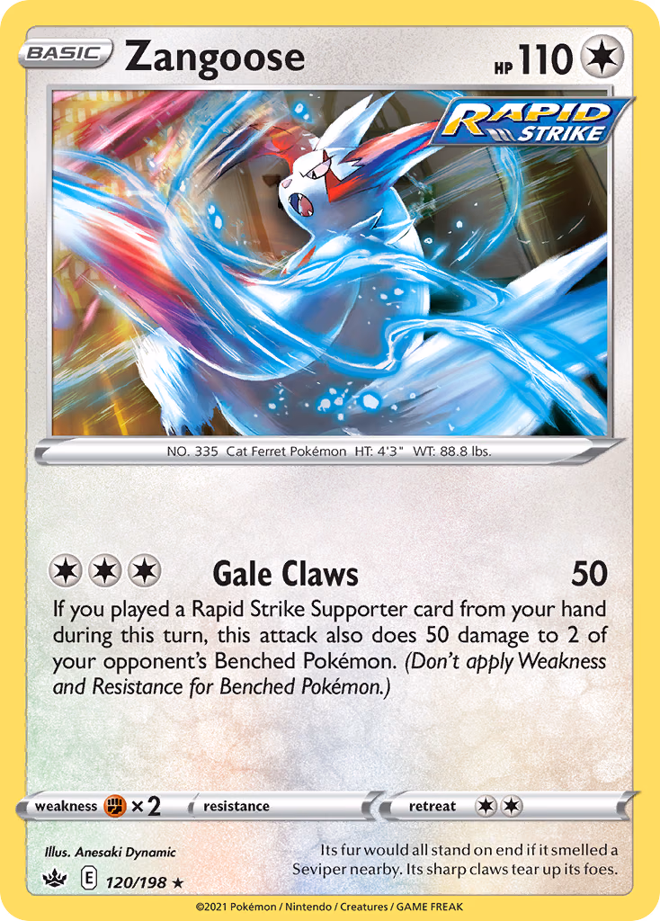 Zangoose Pokemon card (120/198, Chilling Reign)