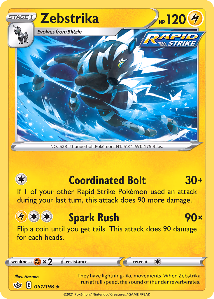 Zebstrika Pokemon card (051/198, Chilling Reign)