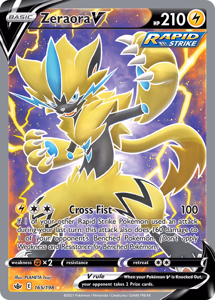 Zeraora V Pokemon card (165/198, Chilling Reign)