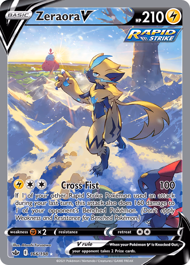 Zeraora V Pokemon card (166/198, Chilling Reign)