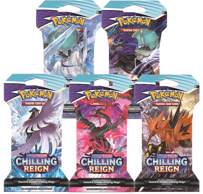 Pokemon Chilling Reign Sleeved Booster Pack Art Bundle [Set of 5]