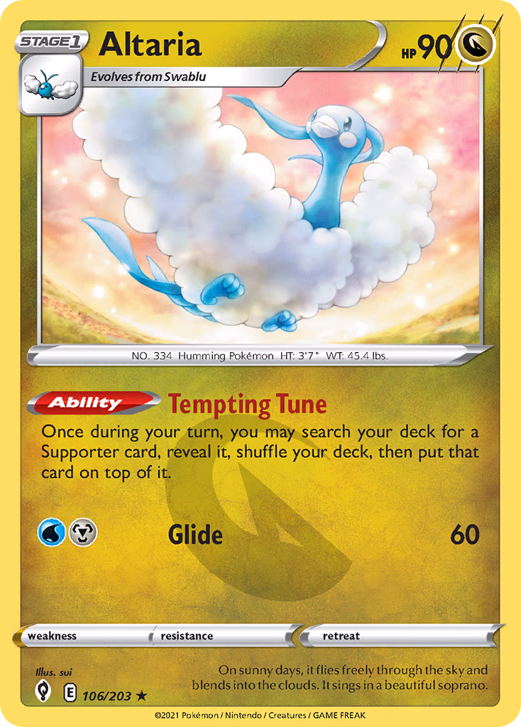 Altaria Pokemon card (106/203, Evolving Skies)