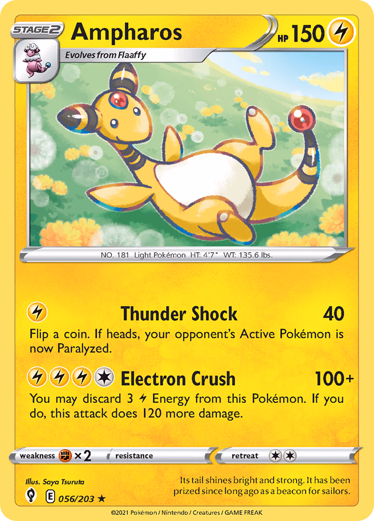 Ampharos Pokemon card (056/203, Evolving Skies)