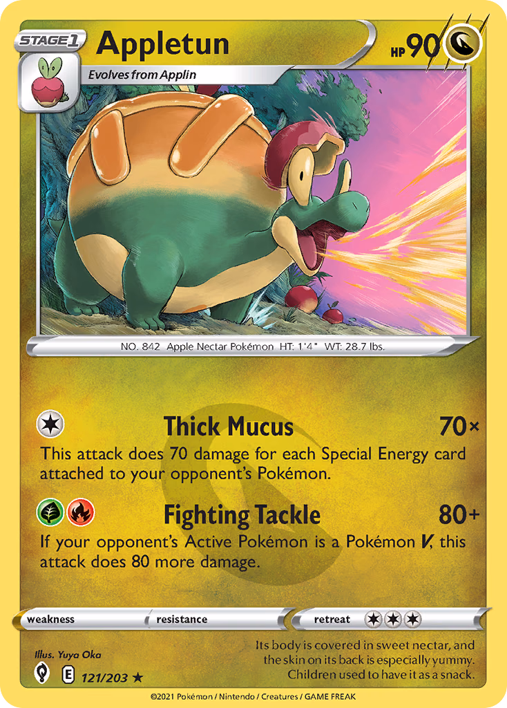 Appletun Pokemon card (121/203, Evolving Skies)