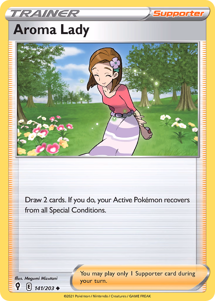 Aroma Lady Pokemon card (141/203, Evolving Skies)