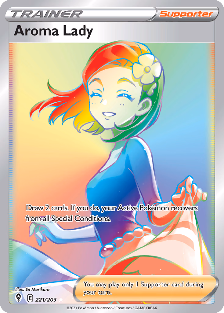 Aroma Lady Pokemon card (221/203, Evolving Skies)