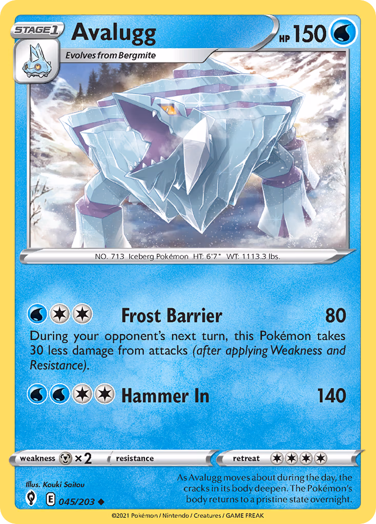 Avalugg Pokemon card (045/203, Evolving Skies)