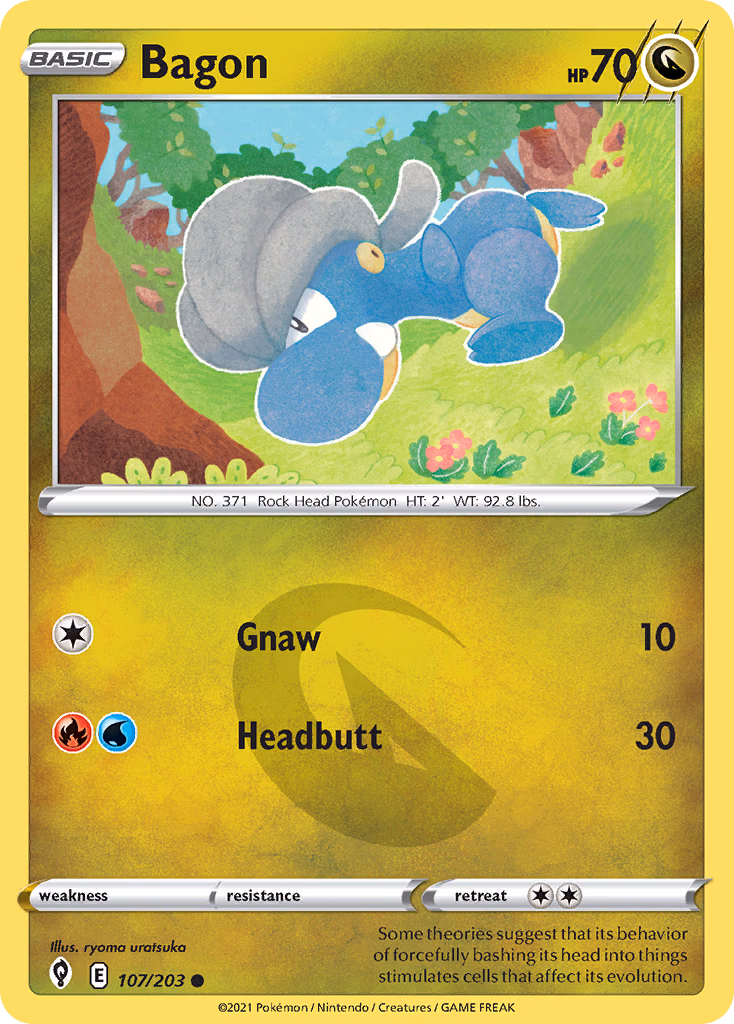 Bagon Pokemon card (107/203, Evolving Skies)