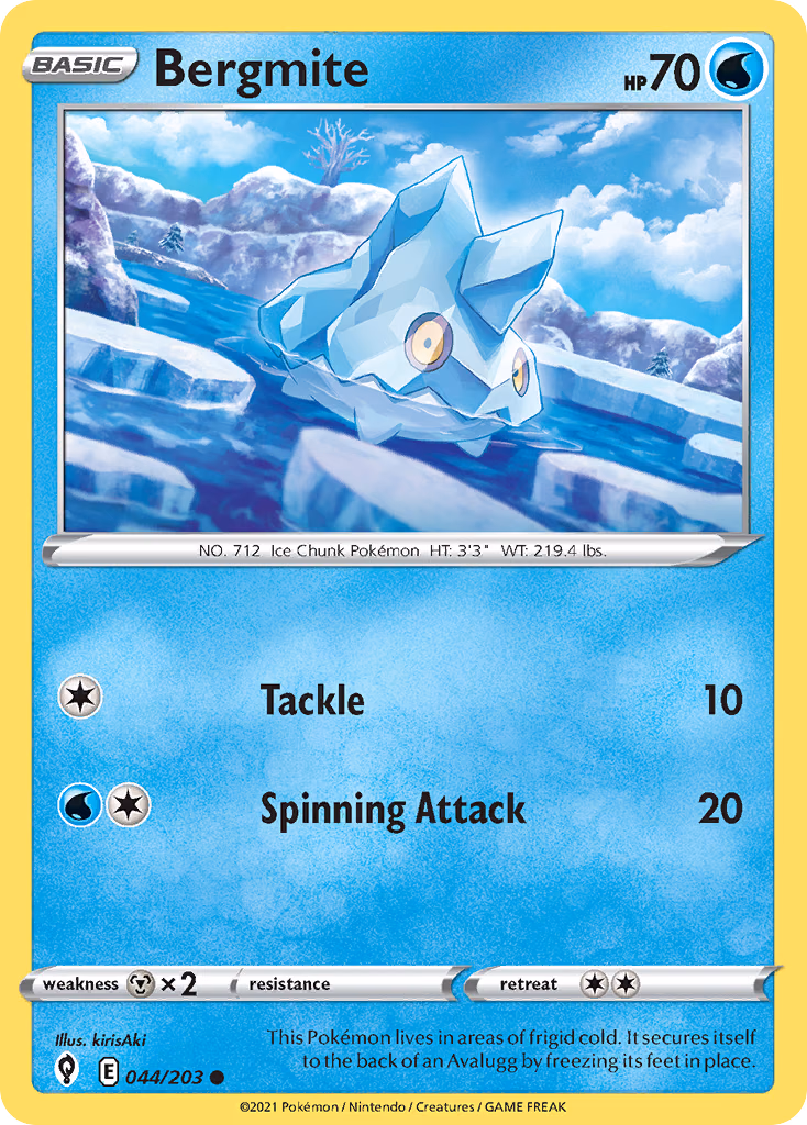 Bergmite Pokemon card (044/203, Evolving Skies)