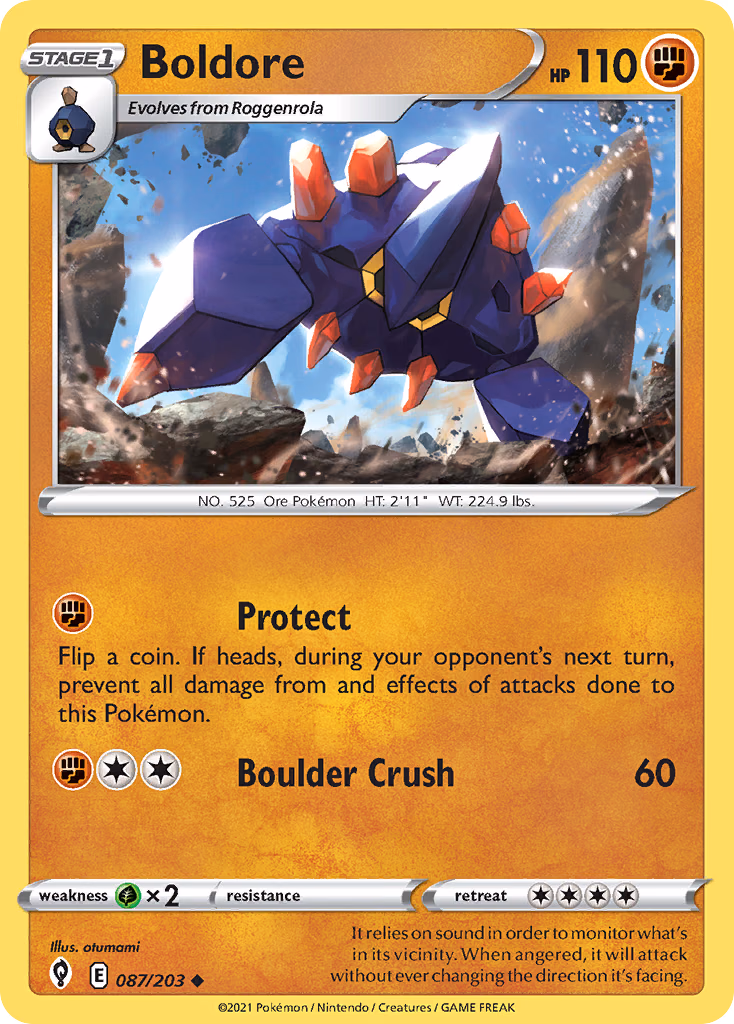Boldore Pokemon card (087/203, Evolving Skies)