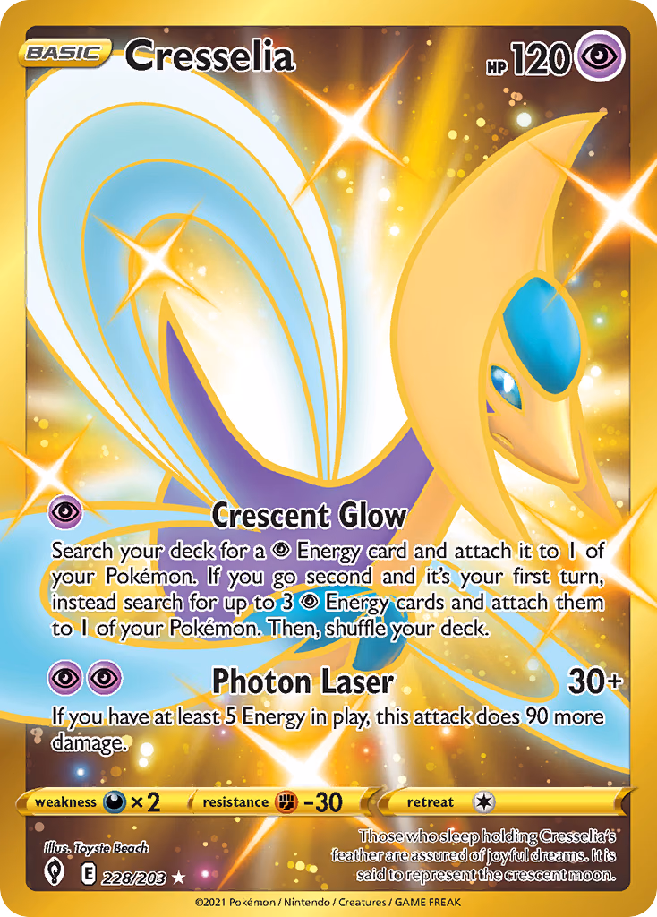 Cresselia Pokemon card (228/203, Evolving Skies)