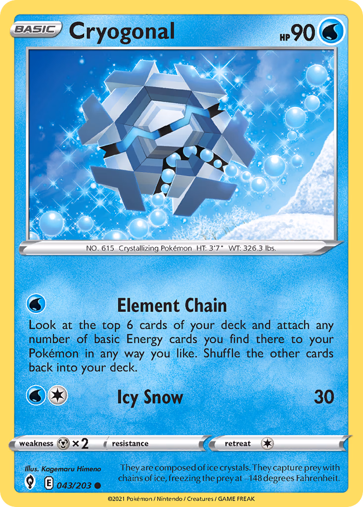 Cryogonal Pokemon card (043/203, Evolving Skies)