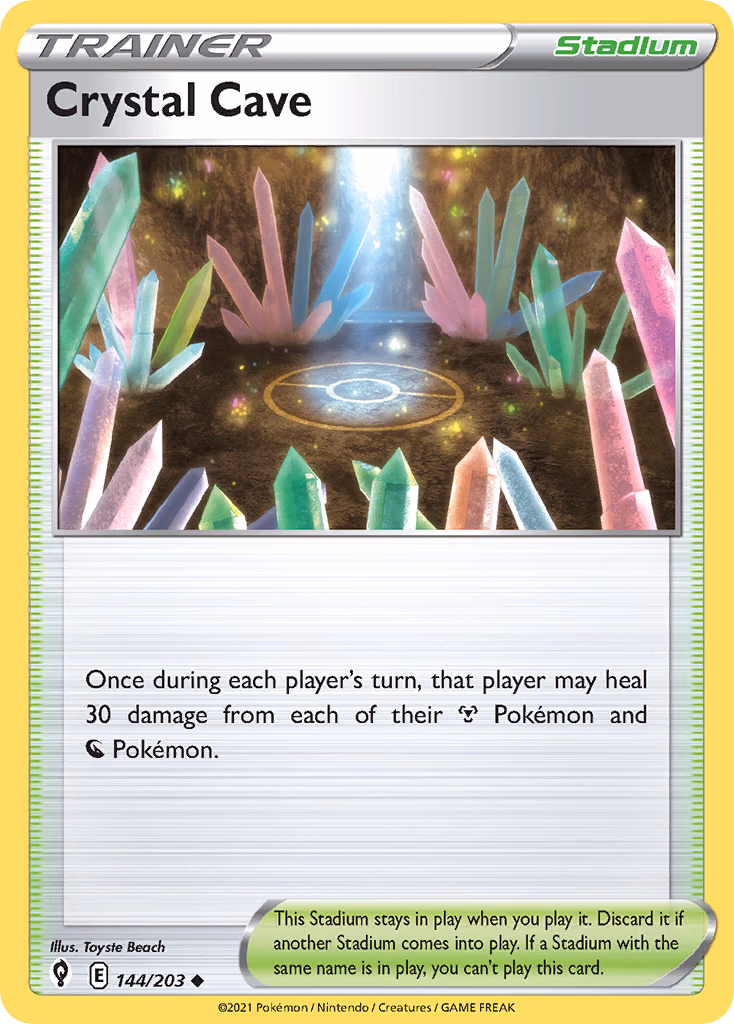Crystal Cave Pokemon card (144/203, Evolving Skies)