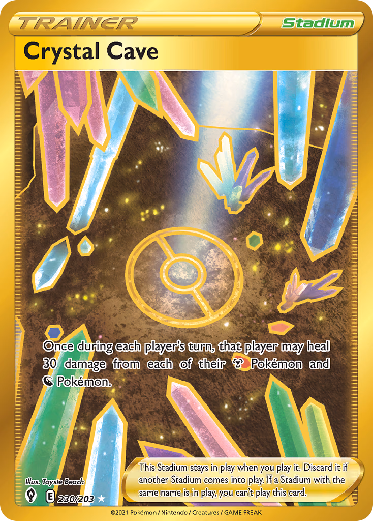 Crystal Cave Pokemon card (230/203, Evolving Skies)