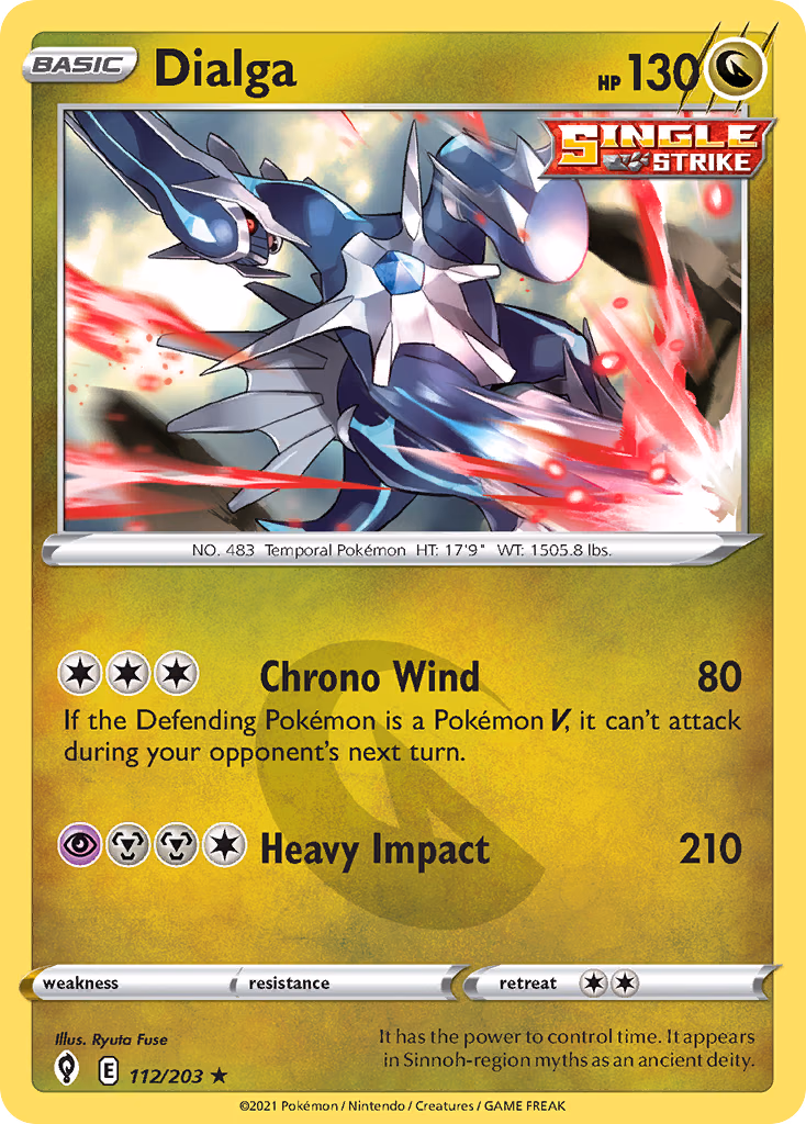 Dialga Pokemon card (112/203, Evolving Skies)