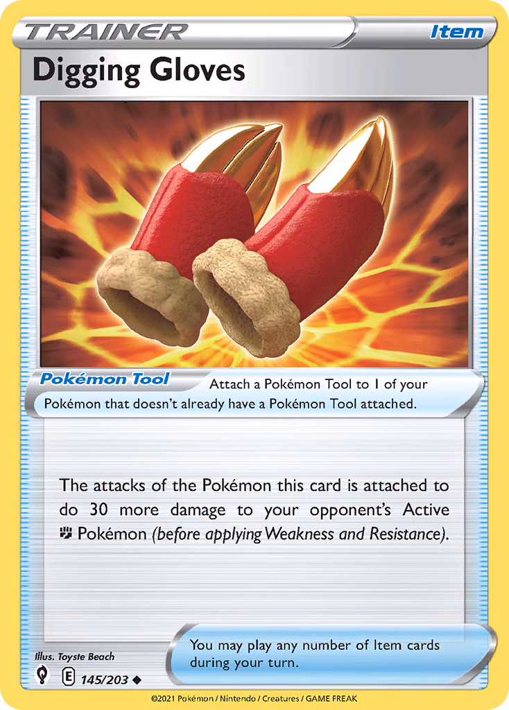 Digging Gloves Pokemon card (145/203, Evolving Skies)