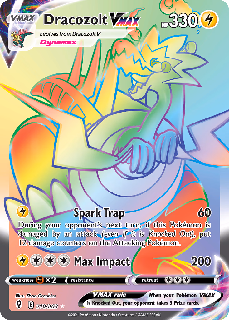 Dracozolt VMAX Pokemon card (210/203, Evolving Skies)
