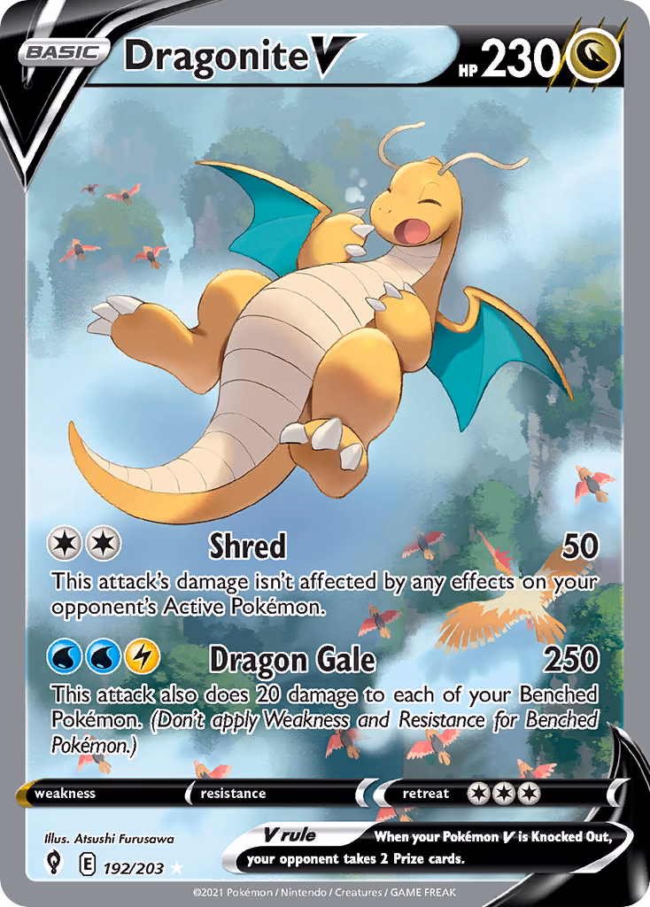Dragonite V Pokemon card (192/203, Evolving Skies)