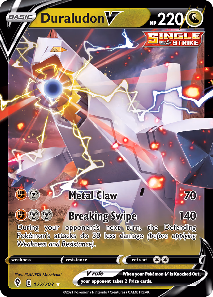 Duraludon V Pokemon card (122/203, Evolving Skies)